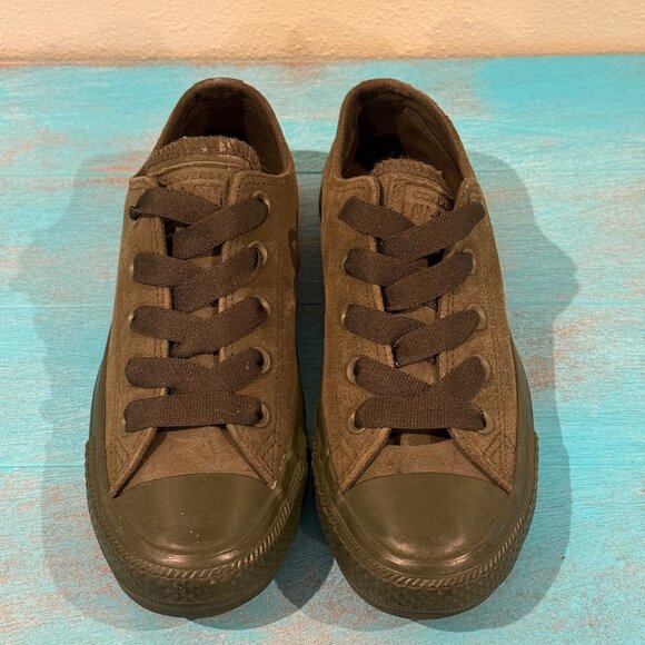 Converse All Star Low-Top Olive Green Suede Sneakers 162466C Women 5.5 - Picture 2 of 9
